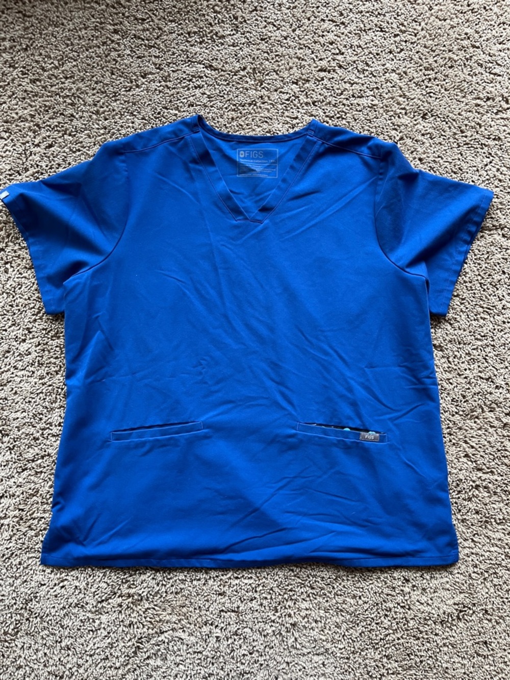 FIGS Cobalt Blue V-Neck Medical Scrub Short Sleeve with pockets Top XXL